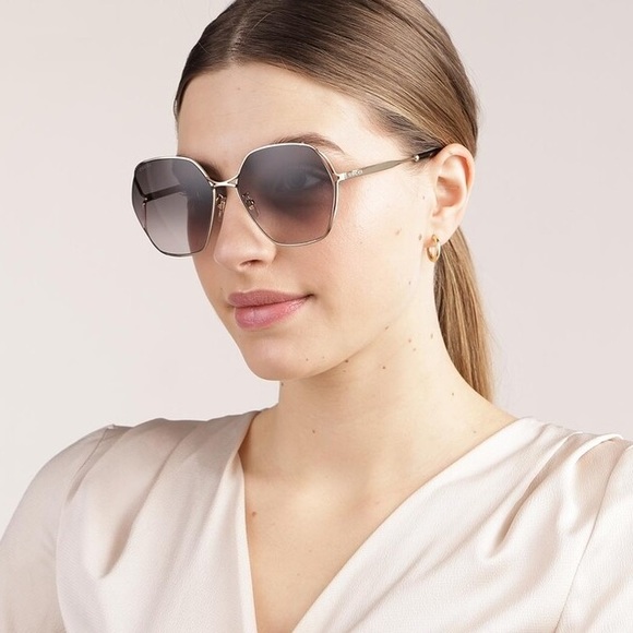 NEW GUCCI GOLD GREY SUNGLASSES GG0818SA 001 ROUND GUCCI EYEWEAR - Picture 4 of 14